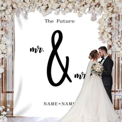 Lofaris Personalized Boho Wedding Backdrop White Quote