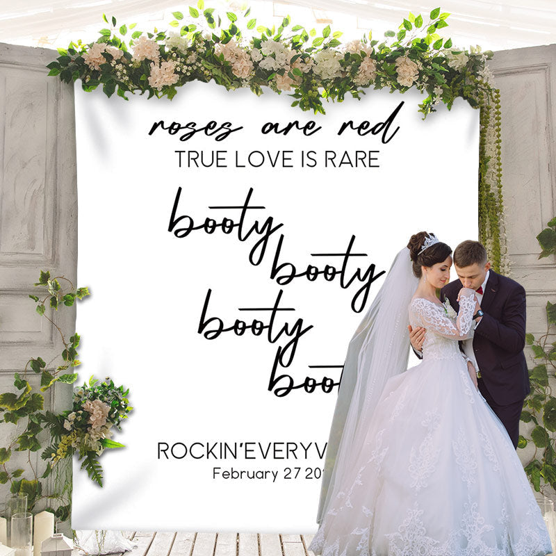 Lofaris Personalized Boho White Quote Wedding Backdrop