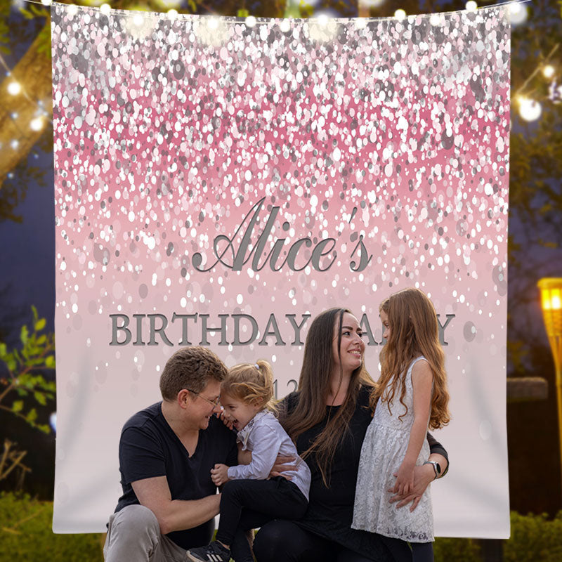 Lofaris Personalized Bokeh Glitter Gradient Birthday Backdrop