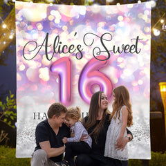 Lofaris Personalized Bokeh Light Sweet 16 Birthday Backdrop