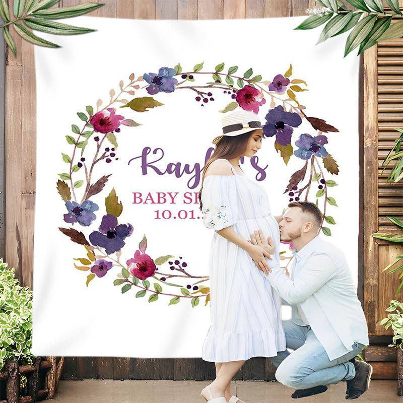 Lofaris Personalized Booth Flowers Baby Shower Backdrop