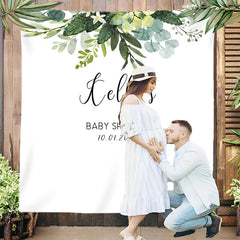Lofaris Personalized Botanical Baby Shower Backdrop Banner