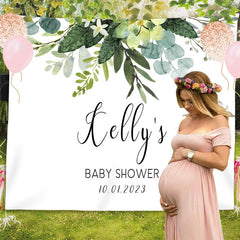 Lofaris Personalized Botanical Baby Shower Backdrop Banner