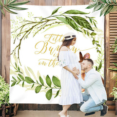 Lofaris Personalized Bunny Greenery Baby Shower Backdrop