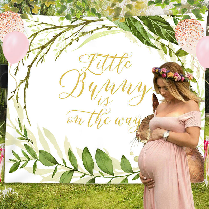 Lofaris Personalized Bunny And Greenery Backdrop for Baby Shower