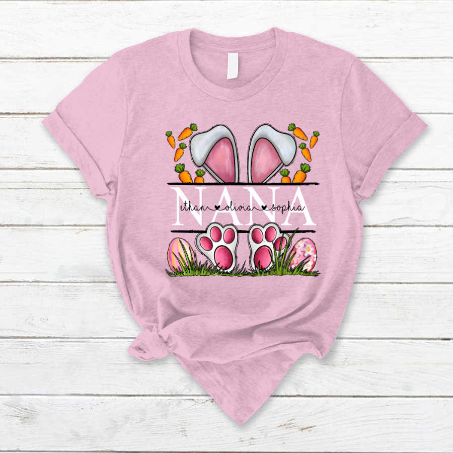 Lofaris Personalized Bunny Nana And Kids Easter T-Shirt