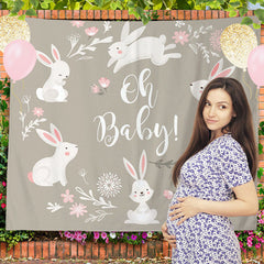 Lofaris Personalized Bunny Rabbit Oh Baby Shower Backdrop