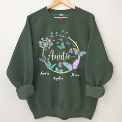 Lofaris Personalized Butterfly Dandelion Auntie Sweatshirt