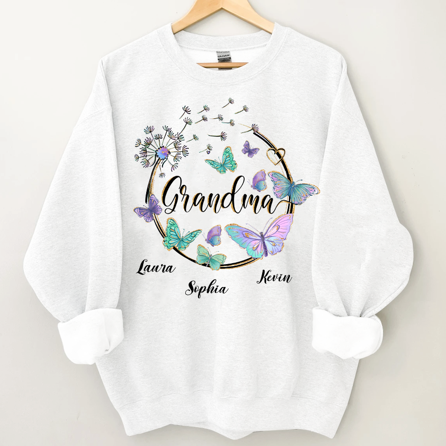Lofaris Personalized Butterfly Dandelion Auntie Sweatshirt