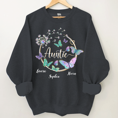 Lofaris Personalized Butterfly Dandelion Auntie Sweatshirt