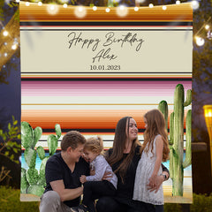 Lofaris Personalized Cactus And Fiesta Birthday Decoration Backdrop