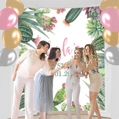 Lofaris Personalized Cactus Boho Baby Shower Backdrop