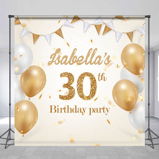 Lofaris Personalized Champagne Color 30th Birthday Backdrop