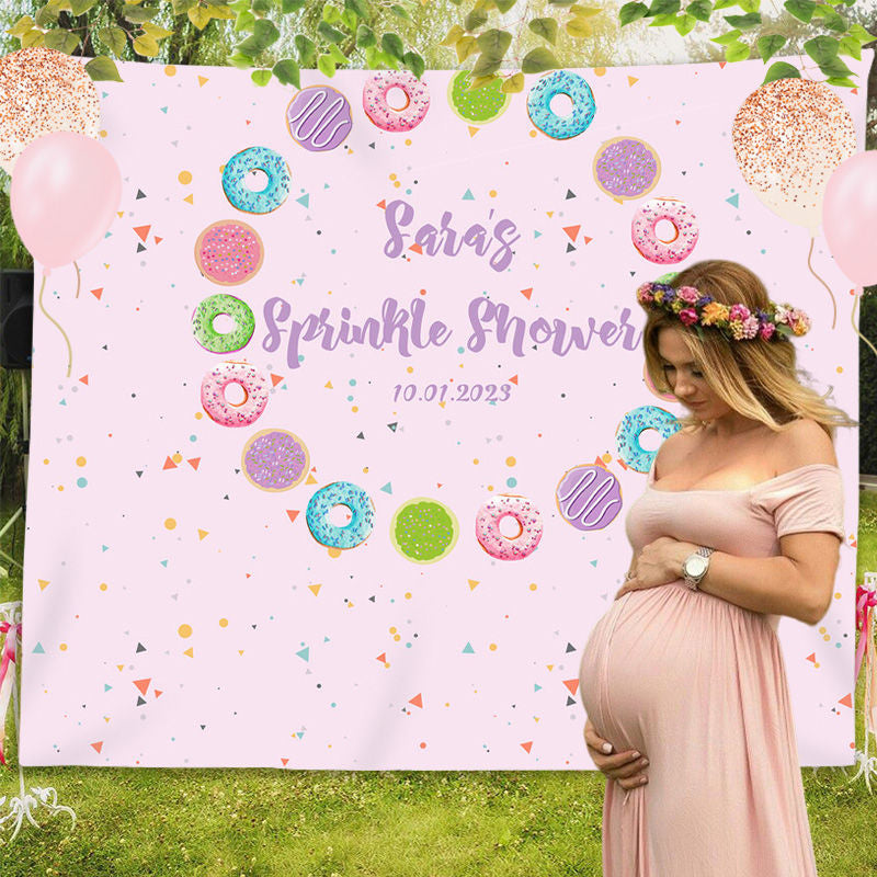 Lofaris Personalized Colored Doughnuts Baby Shower Backdrop