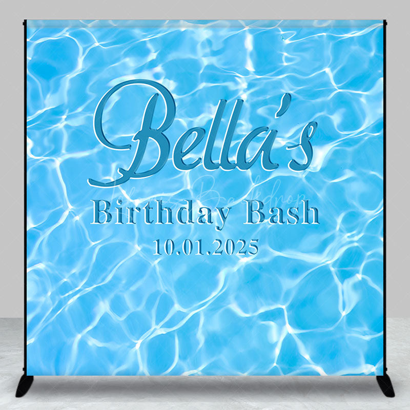 Lofaris Personalized Cool Summer Pool Waves Birthday Backdrop
