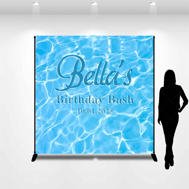 Lofaris Personalized Cool Summer Pool Waves Birthday Backdrop