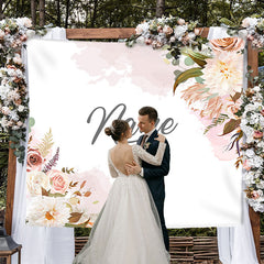 Lofaris Personalized Couples Name Fall Flower Wedding Backdrop