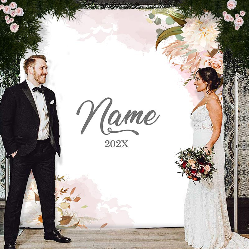 Lofaris Personalized Couples Name Fall Flower Wedding Backdrop