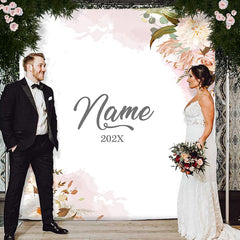 Lofaris Personalized Couples Name Fall Flower Wedding Backdrop