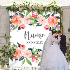 Lofaris Personalized Couples Name Flower Wedding Backdrop