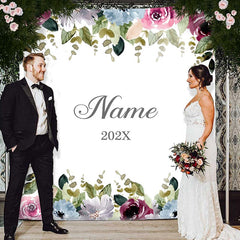 Lofaris Personalized Couples Name Flower Wedding Backdrop