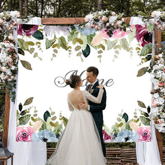 Lofaris Personalized Couples Name Flower Wedding Backdrop
