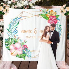 Lofaris Personalized Couples Name Tropical Wedding Backdrop