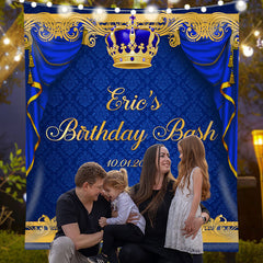 Lofaris Personalized Crown Royal Blue Text Birthday Backdrop