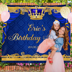 Lofaris Personalized Crown Royal Blue Text Birthday Backdrop