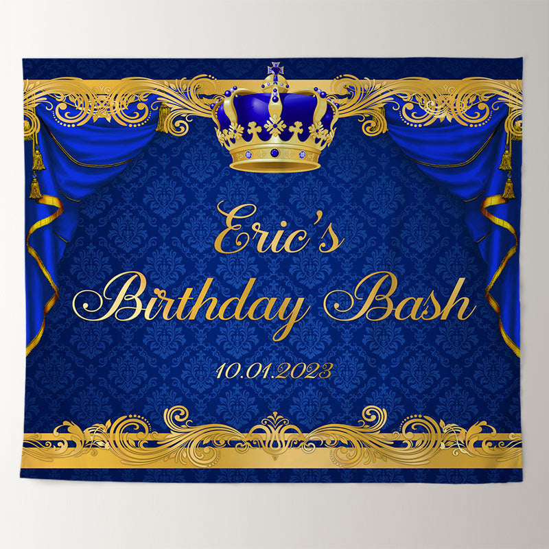 Lofaris Personalized Crown Royal Blue Text Birthday Backdrop