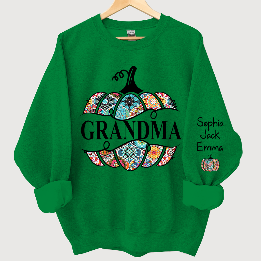 Lofaris Personalized Cut Pumpkin With Grandkid Trend autumn Sweatshirt