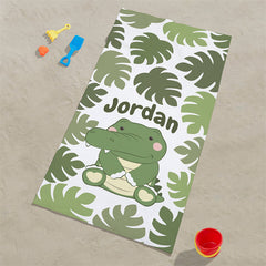 Lofaris Personalized Cute Animal And Name Beach Towel For Kids