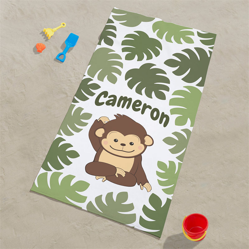 Lofaris Personalized Cute Animal And Name Beach Towel For Kids