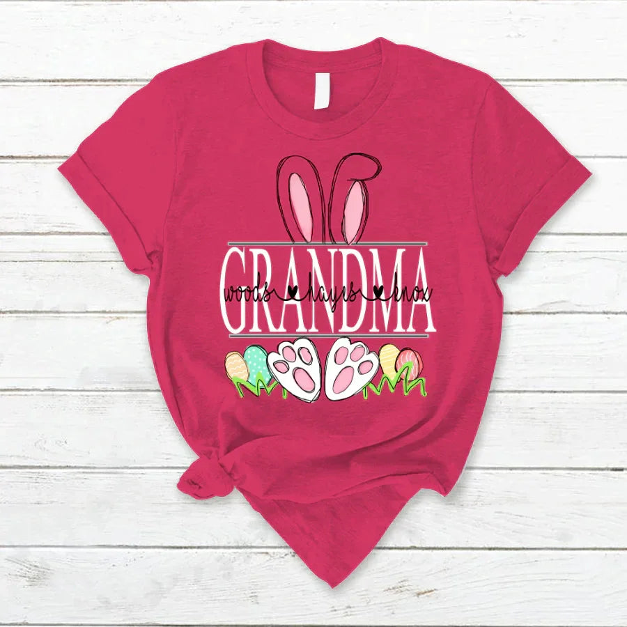 Lofaris Personalized Cute Grandma Easter Eggs Kids T-Shirt