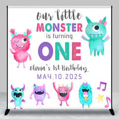 Lofaris Personalized Cute Monster 1st Birthday Backdrop
