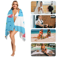 Lofaris Personalized Cute Undersea Sharks Name Beach Towel