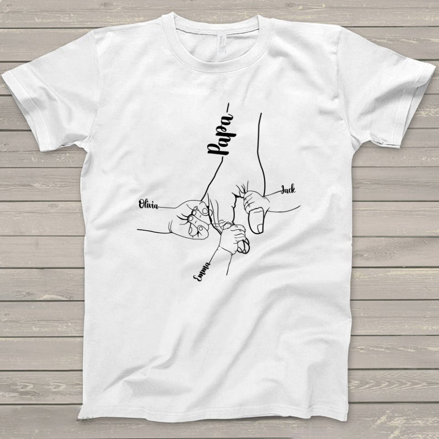 Lofaris Personalized Dad And Kids Hands Fathers Day T - Shirt