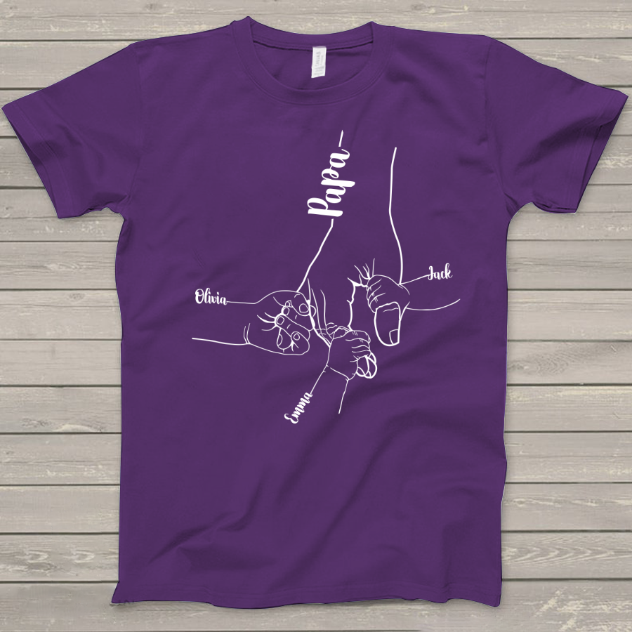 Lofaris Personalized Dad And Kids Hands Fathers Day T - Shirt