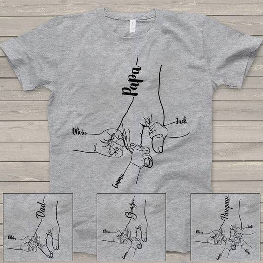 Lofaris Personalized Dad And Kids Hands Fathers Day T - Shirt