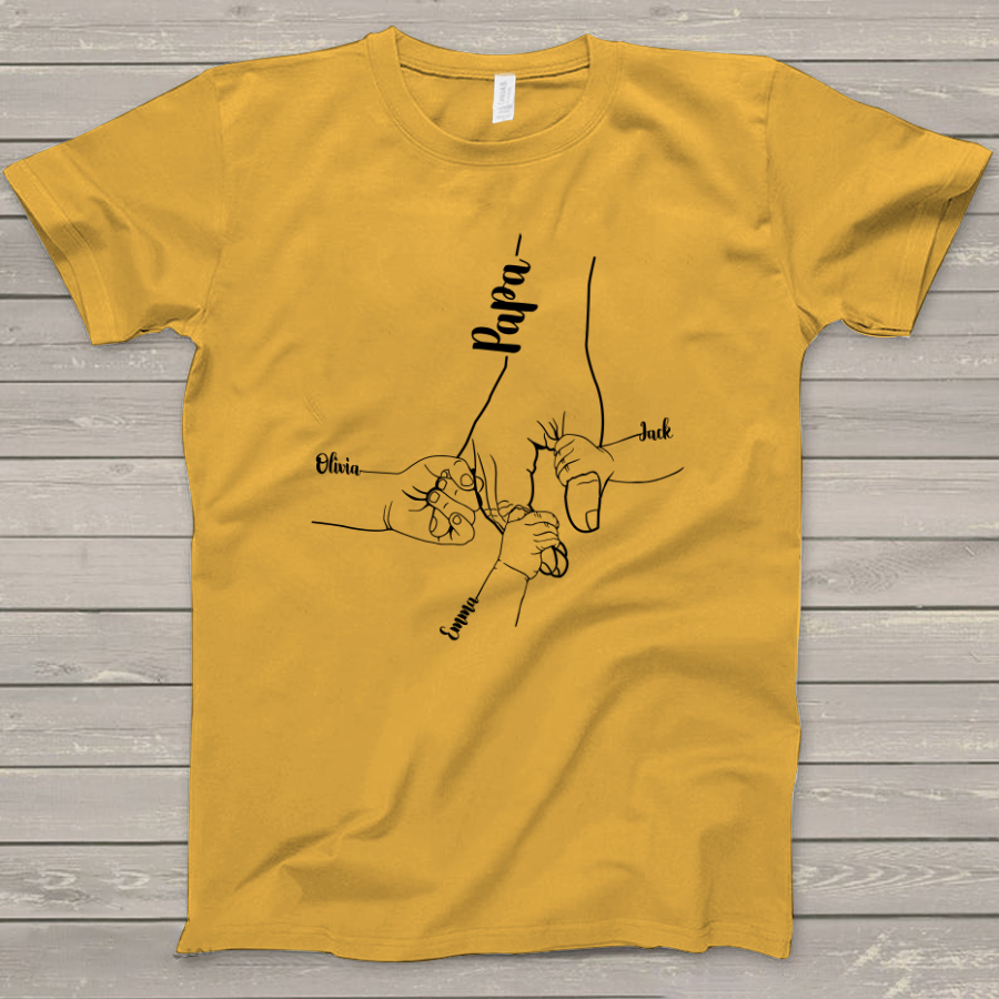 Lofaris Personalized Dad And Kids Hands Fathers Day T - Shirt