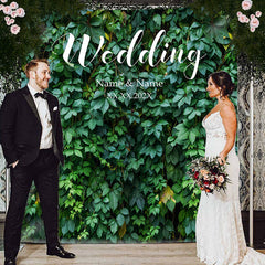 Lofaris Personalized Dark Green Wedding Backdrop