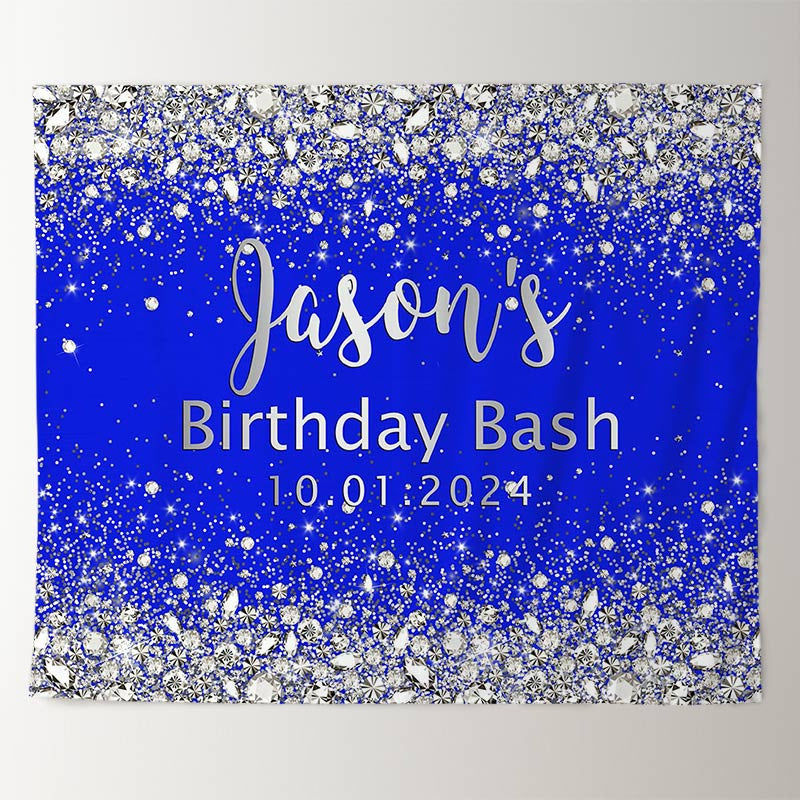 Lofaris Personalized Diamond Blue Birthday Bash Backdrop