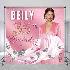 Lofaris Personalized Diamonds Pink Texture Birthday Backdrop