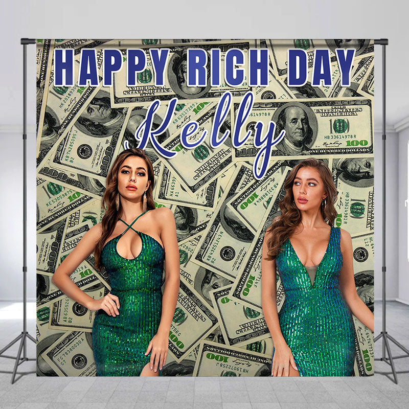 Lofaris Personalized Dollar Happy Rich Day Party Backdrop