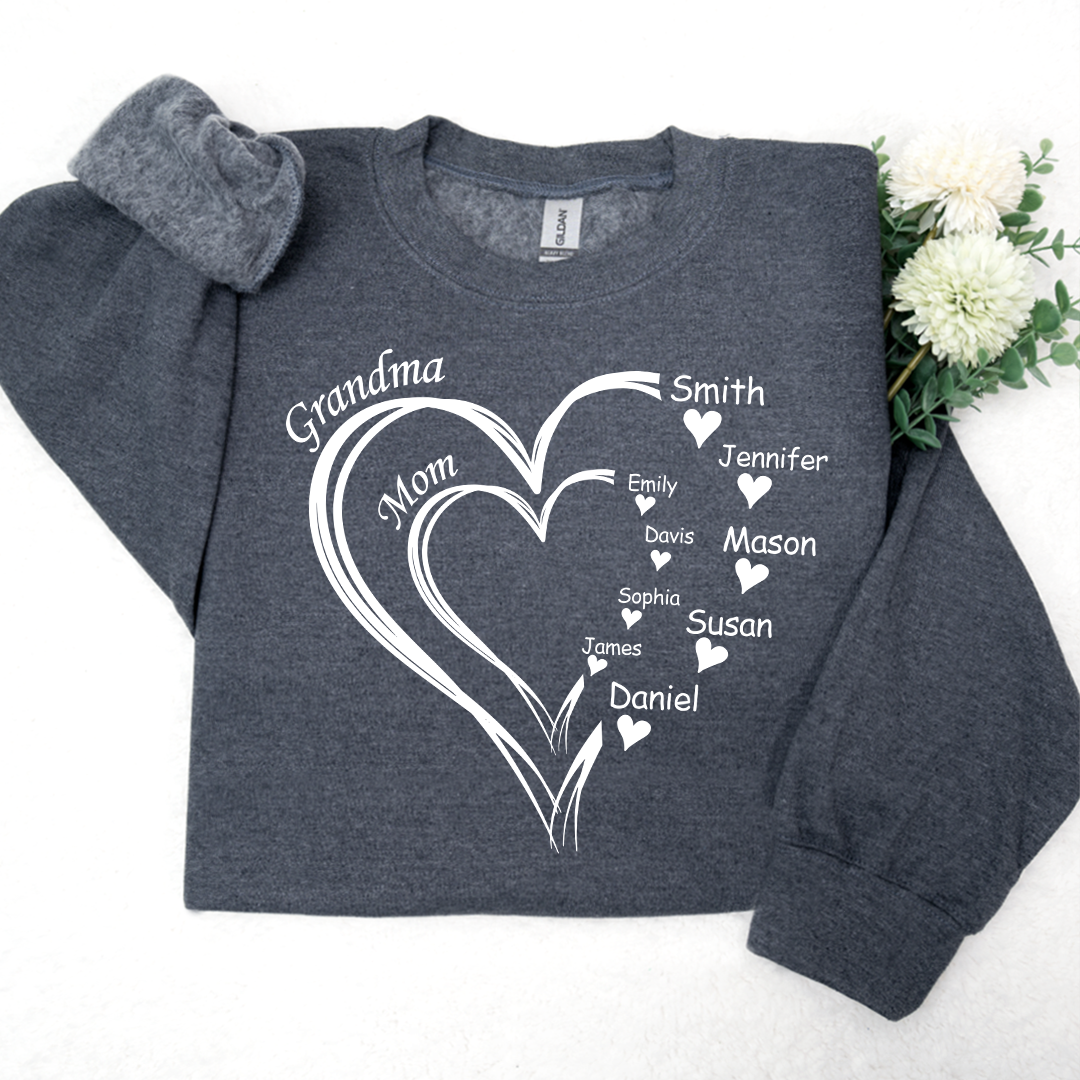 Lofaris Personalized Double Love Mom Grandma Kids Sweatshirt