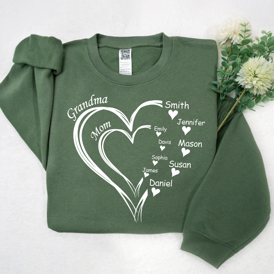 Lofaris Personalized Double Love Mom Grandma Kids Sweatshirt