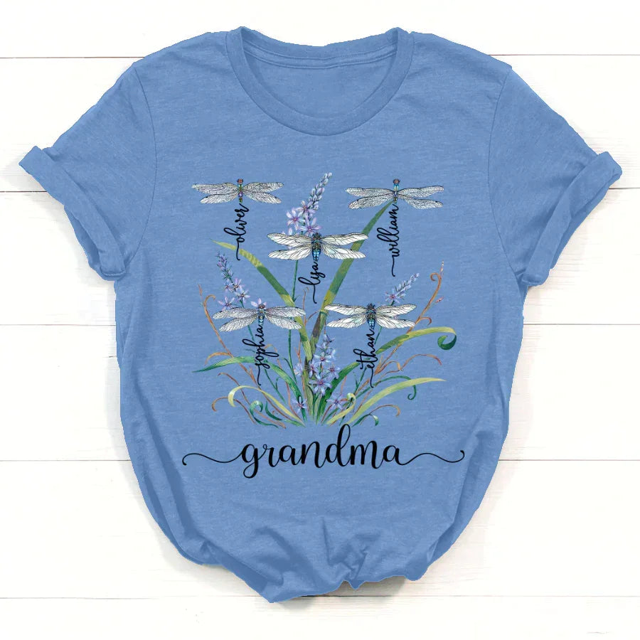 Lofaris Personalized Dragonfly Nana and Kids Family T-Shirt