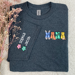 Lofaris Personalized Easter Bunny Flower Nana And Kids T-Shirt