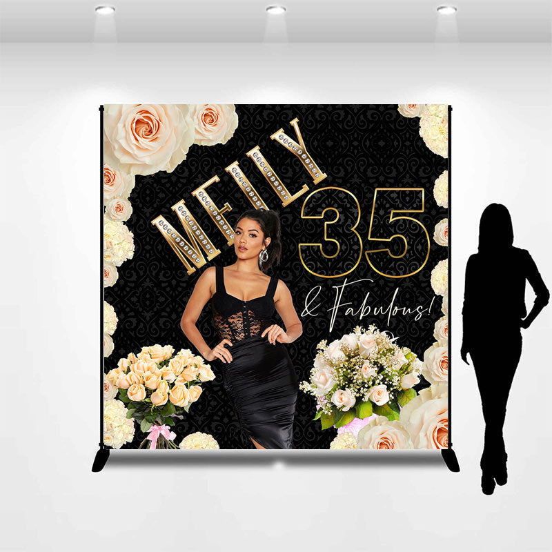Lofaris Personalized Elegant Floral 35Th Birthday Backdrop