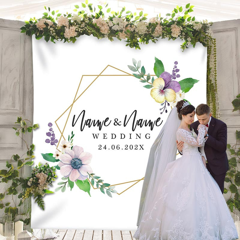 Lofaris Personalized Elegant Geometric Wedding Backdrop Banner
